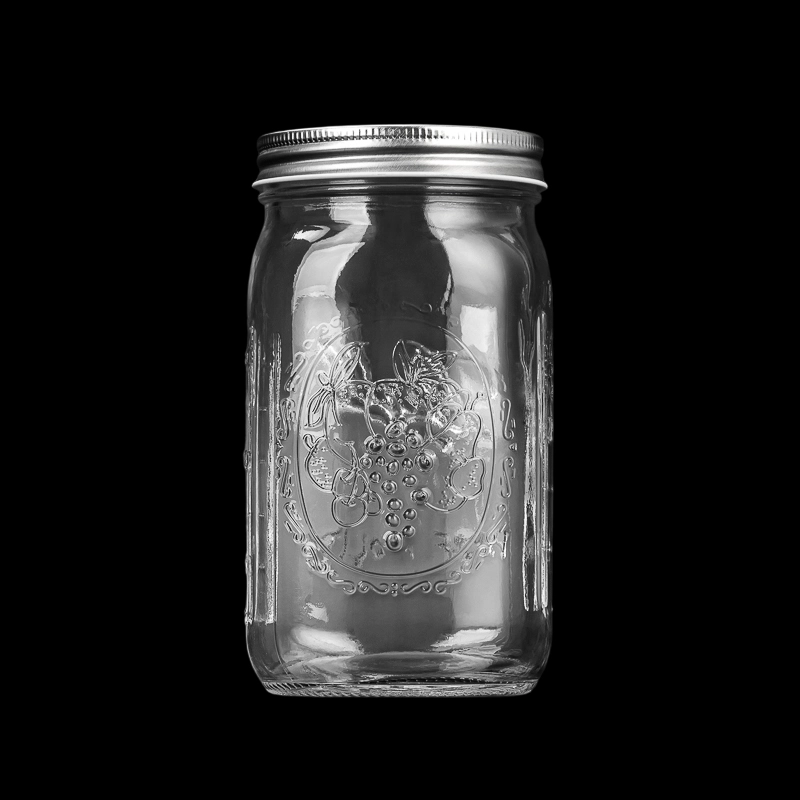 Luxury Embossed Pattern Glass Candle Container with Metal Lid for Wax Filling Custom Color