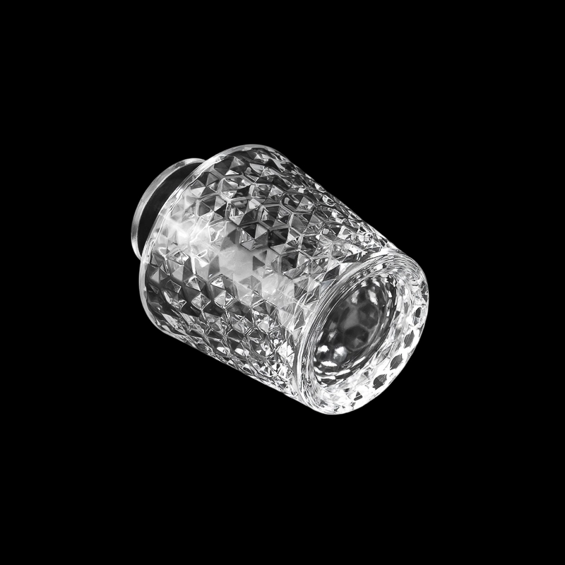 Diamond Embossed Clear Glass Diffuser Bottle Empty Fragrance Container for Home Aromatherapy
