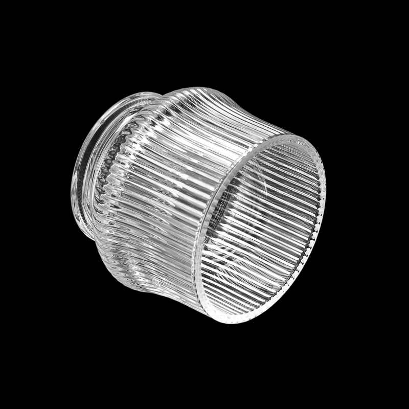 Luxury Stripe Design Clear Glass Candle Holder for Home Decoration Scented Candle