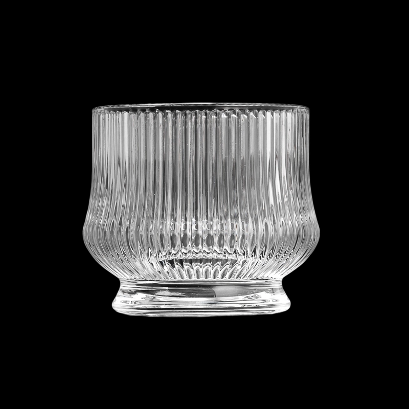 Luxury Stripe Design Clear Glass Candle Holder for Home Decoration Scented Candle Luxury Stripe Design Clear Glass Candle Holder for Home Decoration Scented Candle