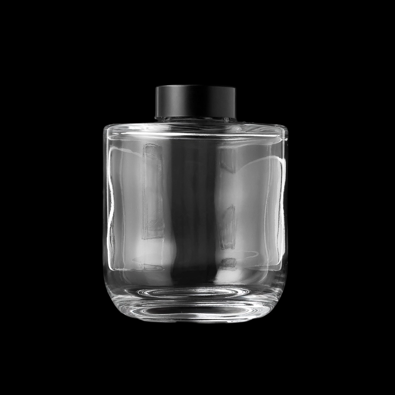 Clear Glass Reed Diffuser Bottle Round Bottom Black Cap Empty Fragrance Container Home Decor