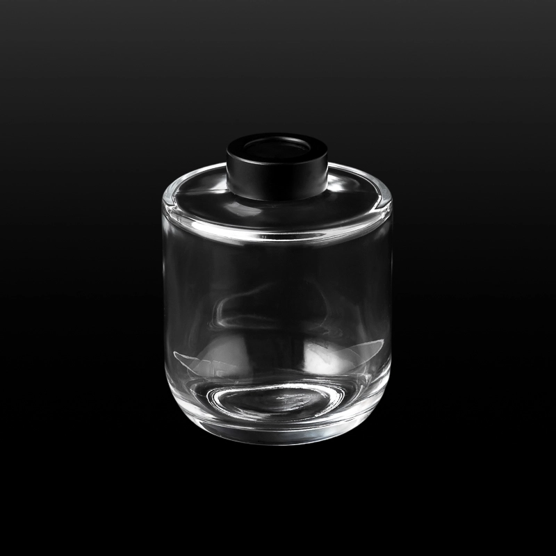 Clear Glass Reed Diffuser Bottle Round Bottom Black Cap Empty Fragrance Container Home Decor