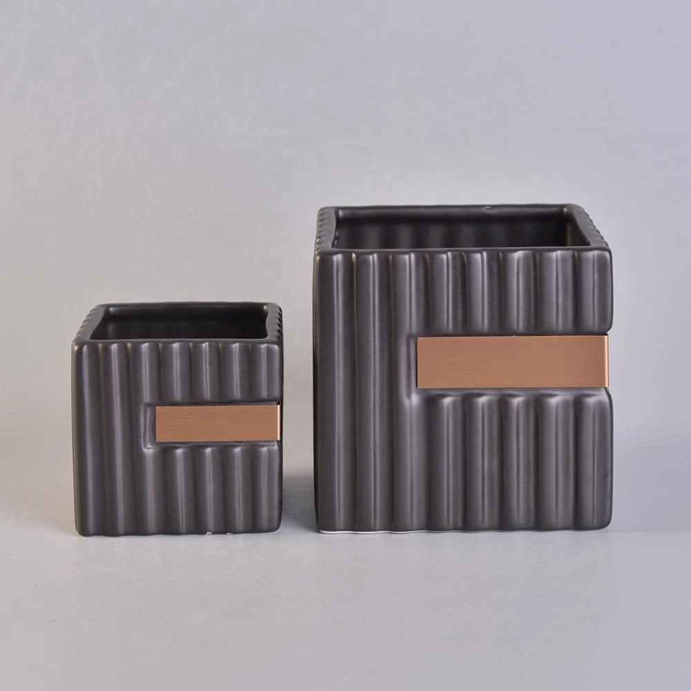 Sunny design square black luxury ceramic candle holders wholesale