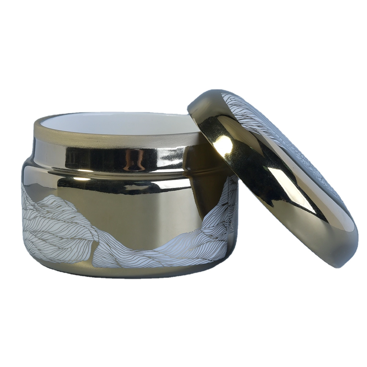 Sunny new design gold scented ceramic candle holders with lids