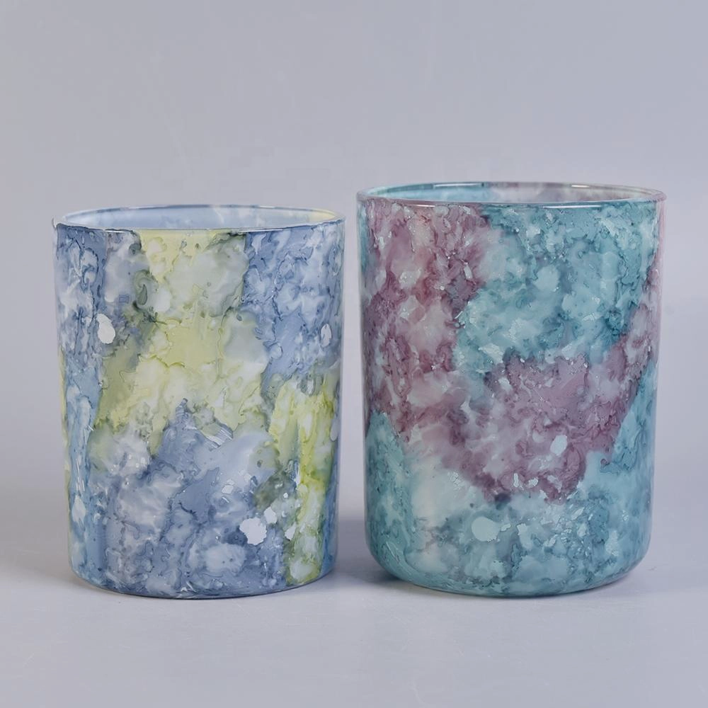 China Wholesales cylinder design marble colored candle ceramic holders manufacturer