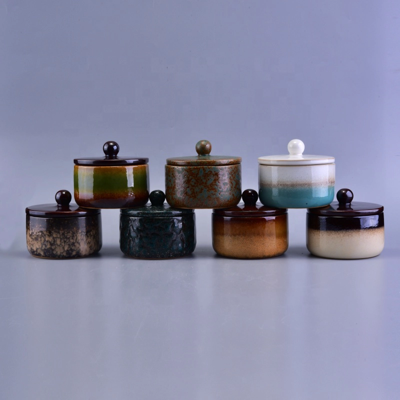 Wholesales round ceramic jar candle with lids 10oz 12oz