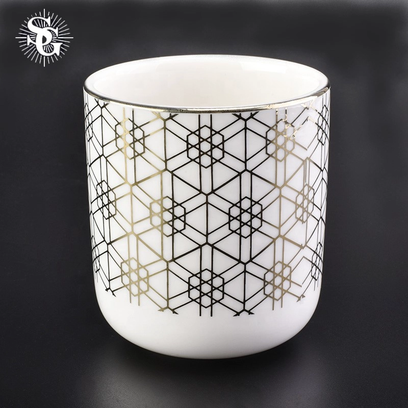 Sunny 400ml snow appearance pattern electroplating ceramic candle holders