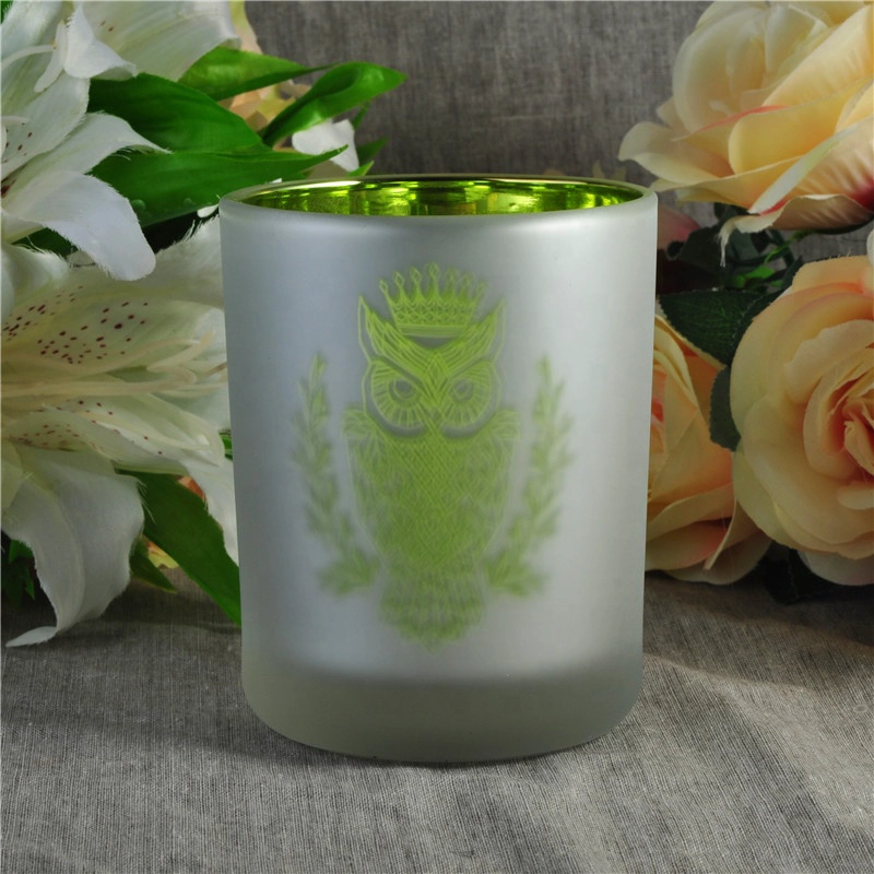 China Home decoration color frosted custom glass candle holder 10oz manufacturer