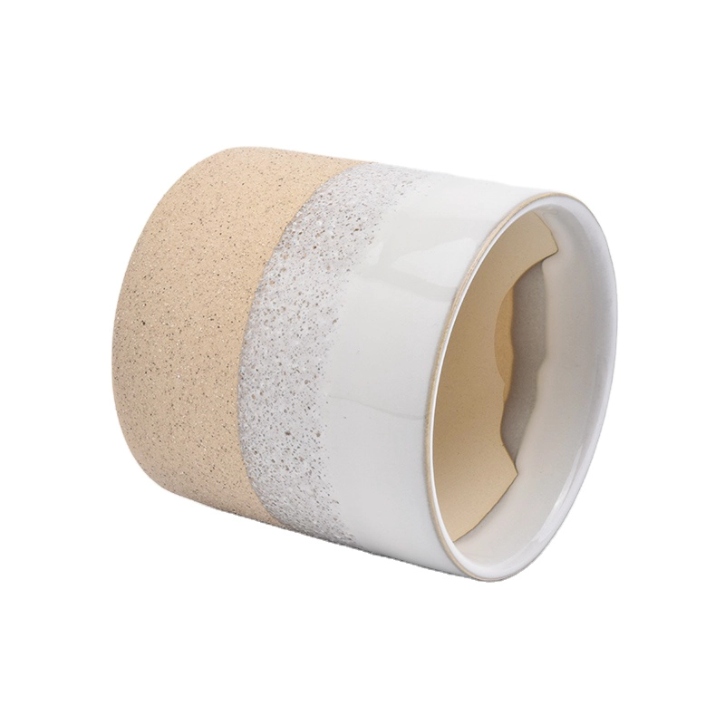 China 17oz Colorful Sand Effect Ceramic Candle Holders Candlestick  for Home Decor manufacturer