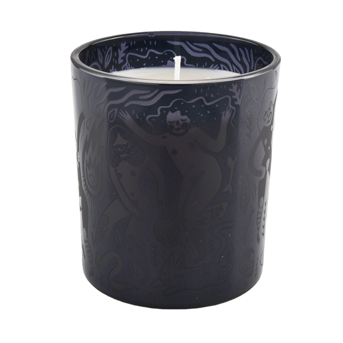 Wholesales luxury black matte cylinder glass candle jar holder