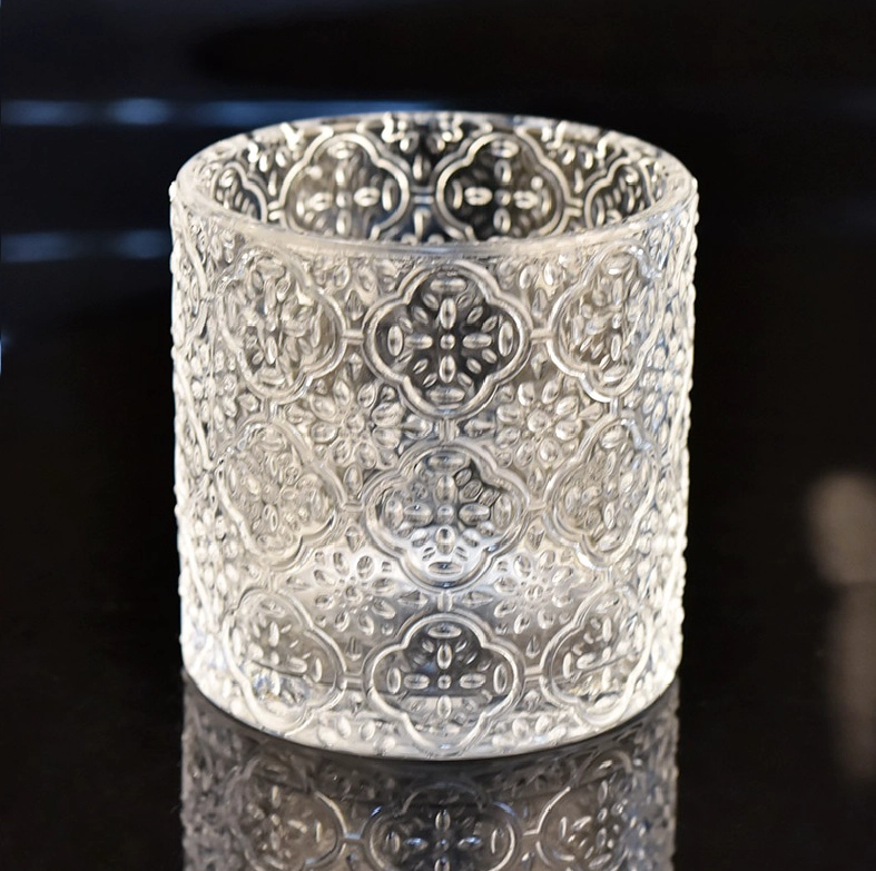 8oz embossed hot selling glass candle jar candle containers for home decor