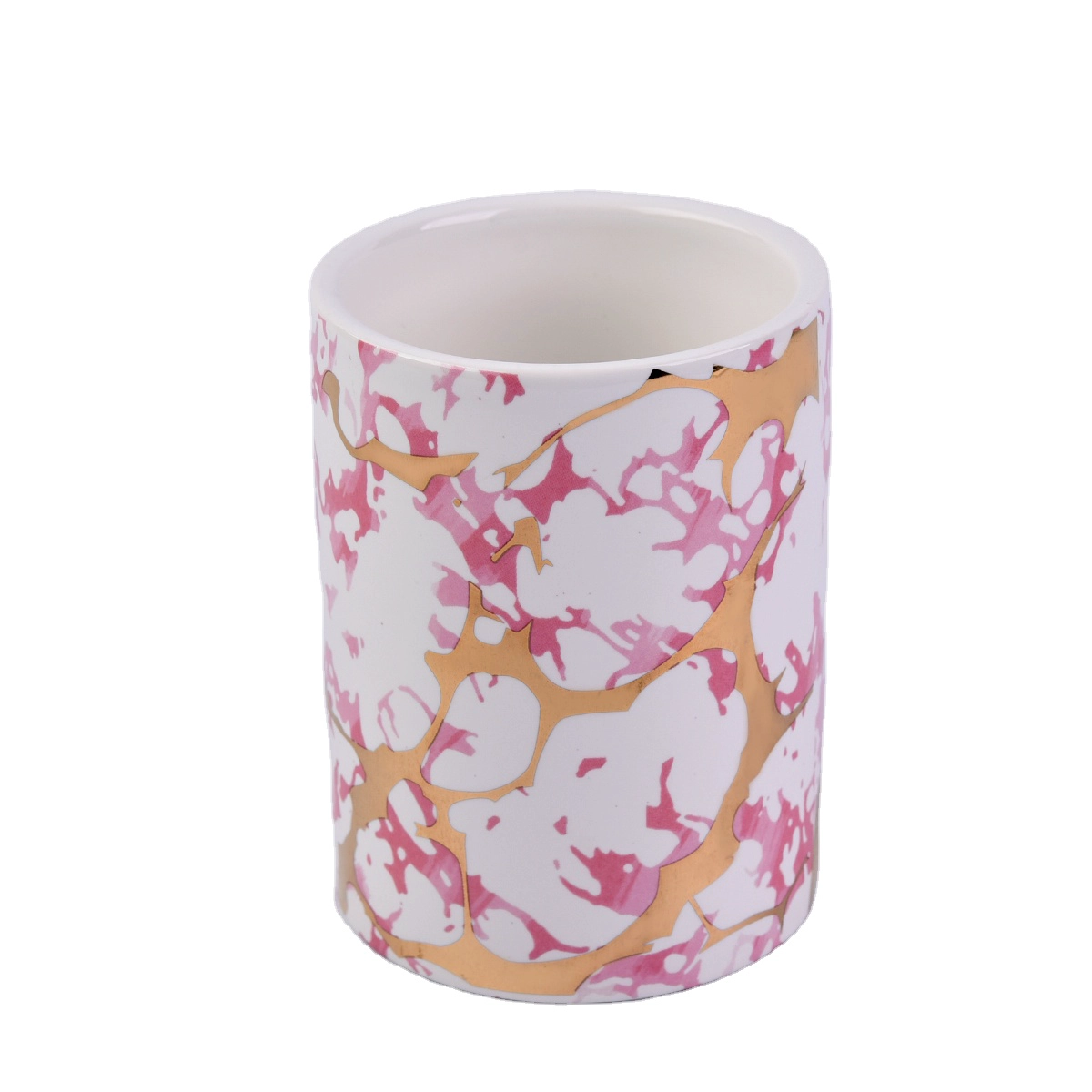 Wholesales custom decorative pink empty ceramic candle jars 10oz