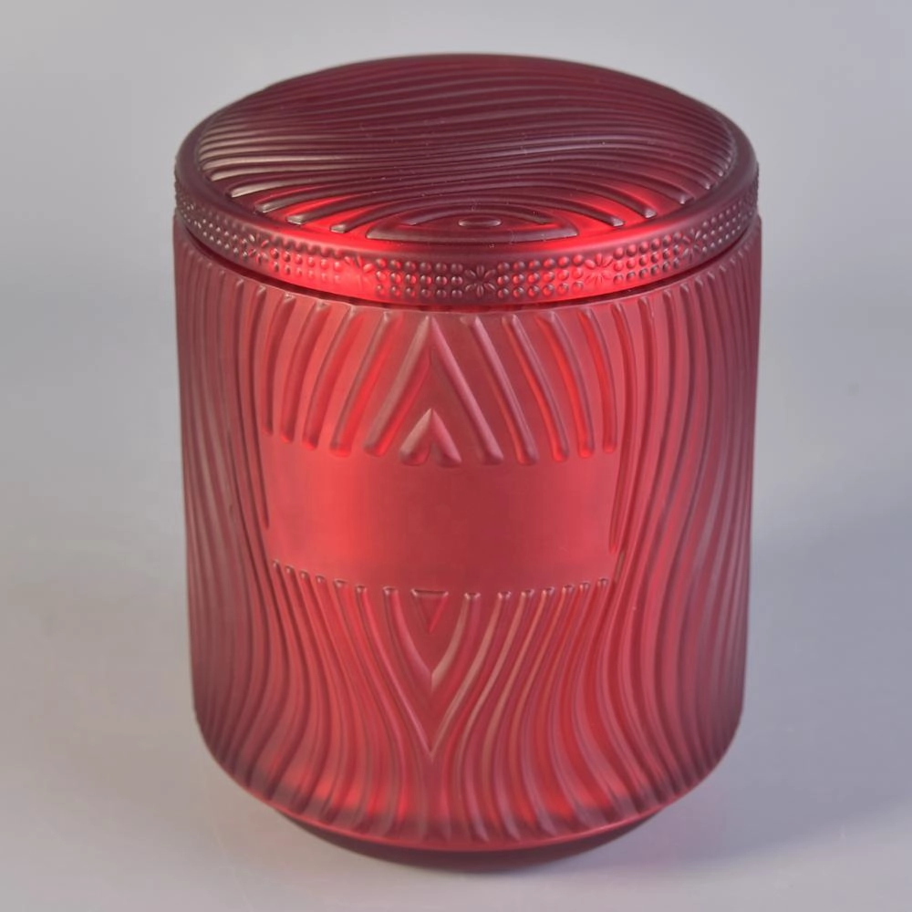 8 oz 10oz 20oz Luxury cylinder river design votive candle glass jar with lid