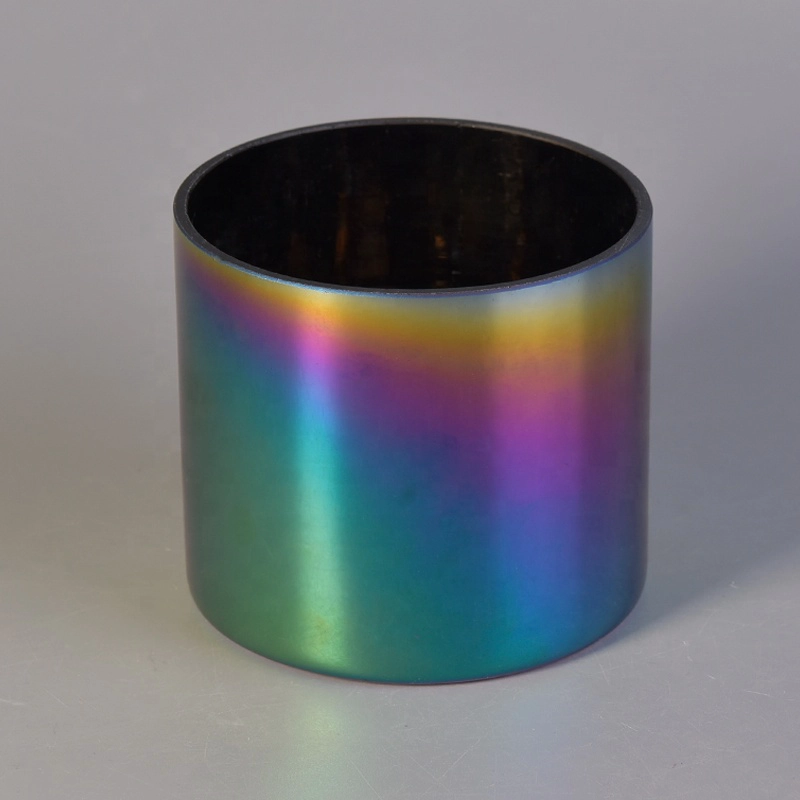 Cylinder electroplated glass candle vessels