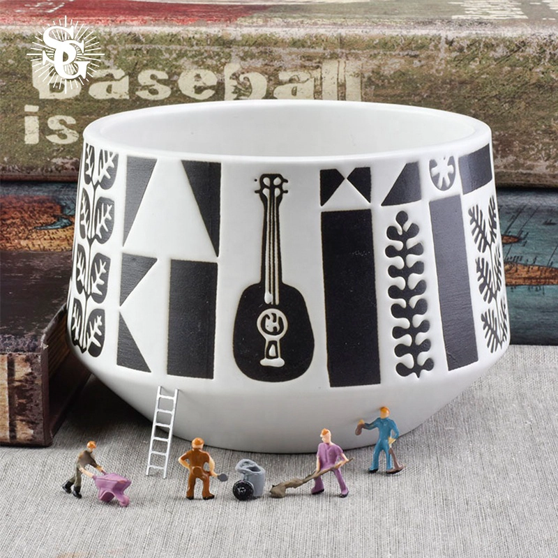 Sunny custom pattern 1000ml ceramic candle holders