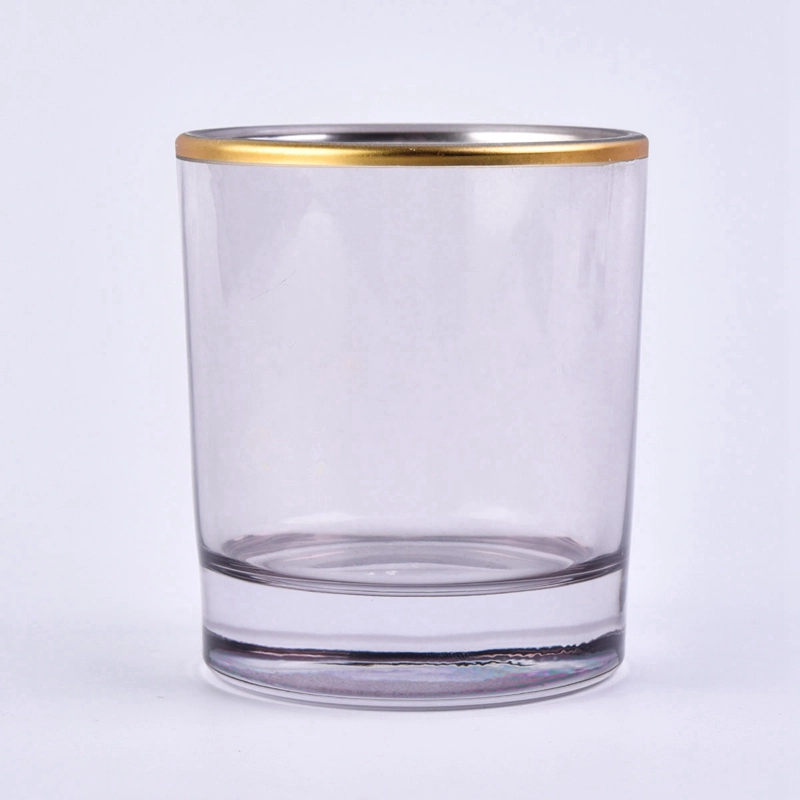 decorative gold rim glass candle jar