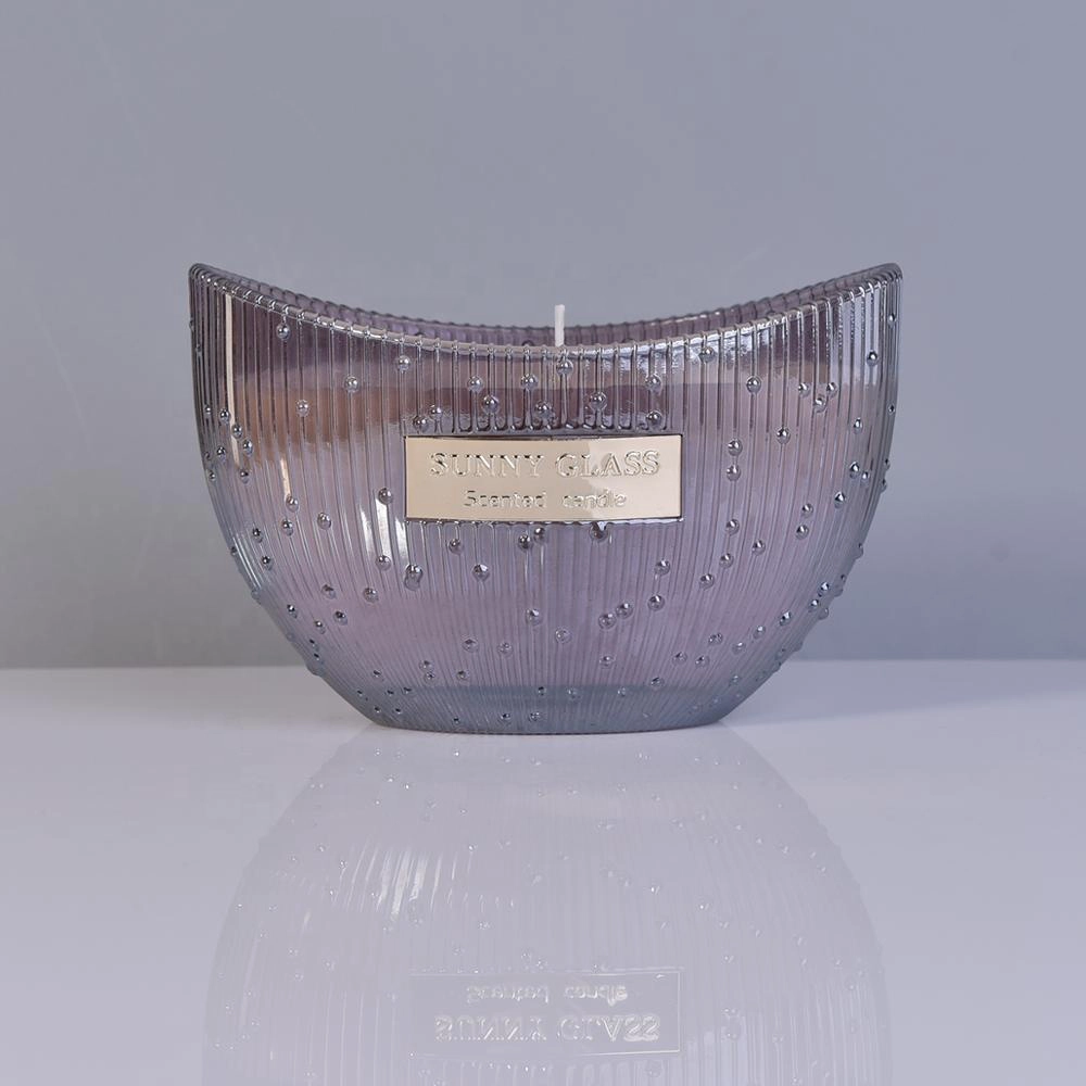 Sunny new design colorful boat shaped glass candle holders