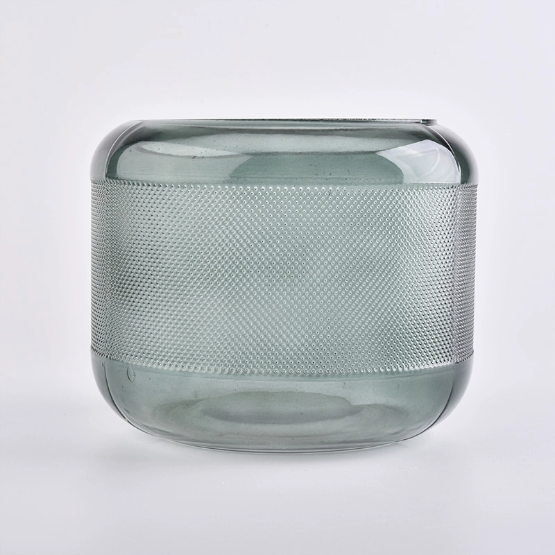round shape big capacity sprayed color glass candle containers for home decor