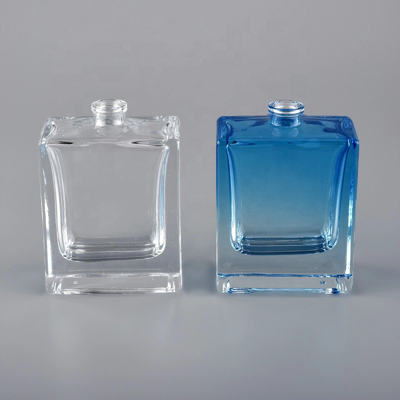 Blue color 55Ml Perfume Bottle Glass With Screw Version Spray Pump