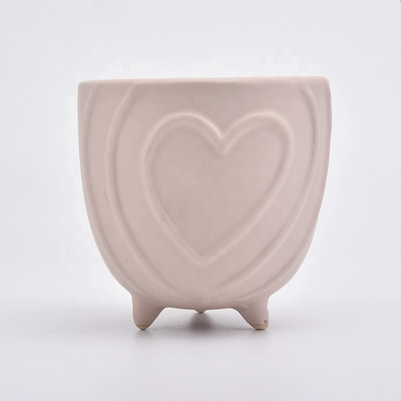 10oz Pink Heart Pattern Ceramic Candle Holders Votive Candlestick for Home Decor