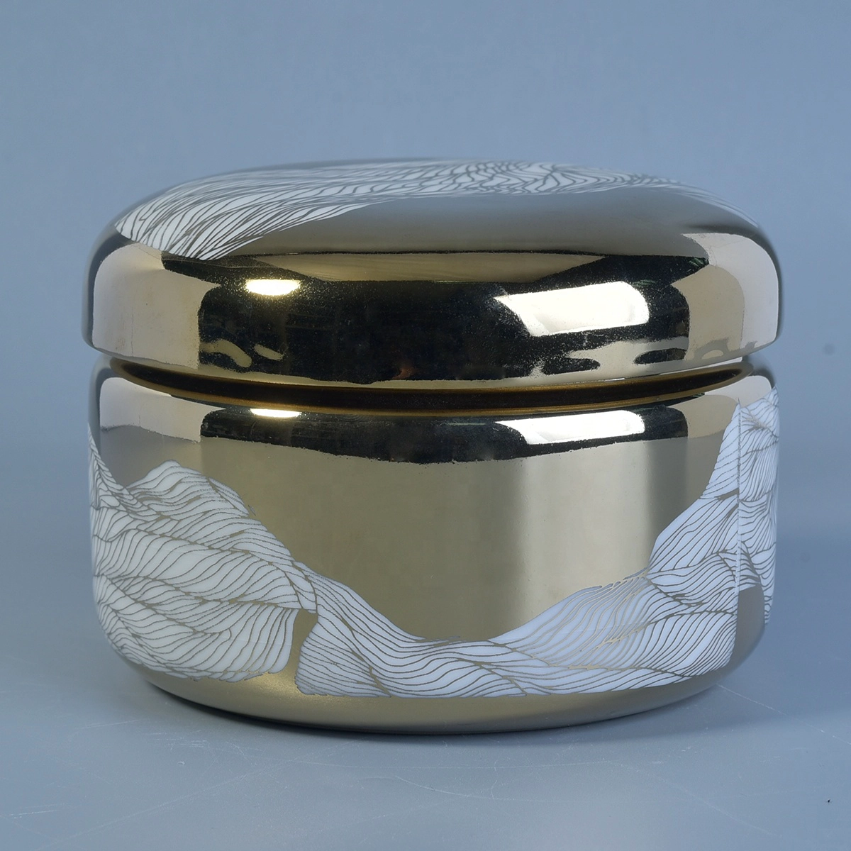 Sunny new design gold scented ceramic candle holders with lids