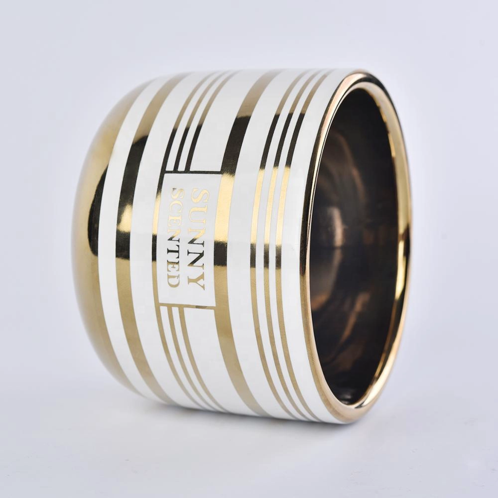 Sunny Luxury gold Ceramic Candle jars in bulk