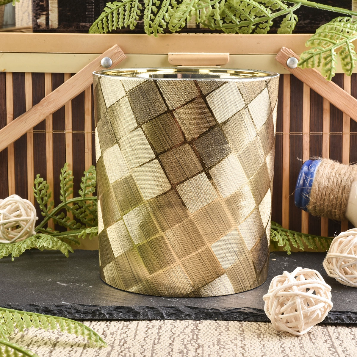candle holder with leather cover