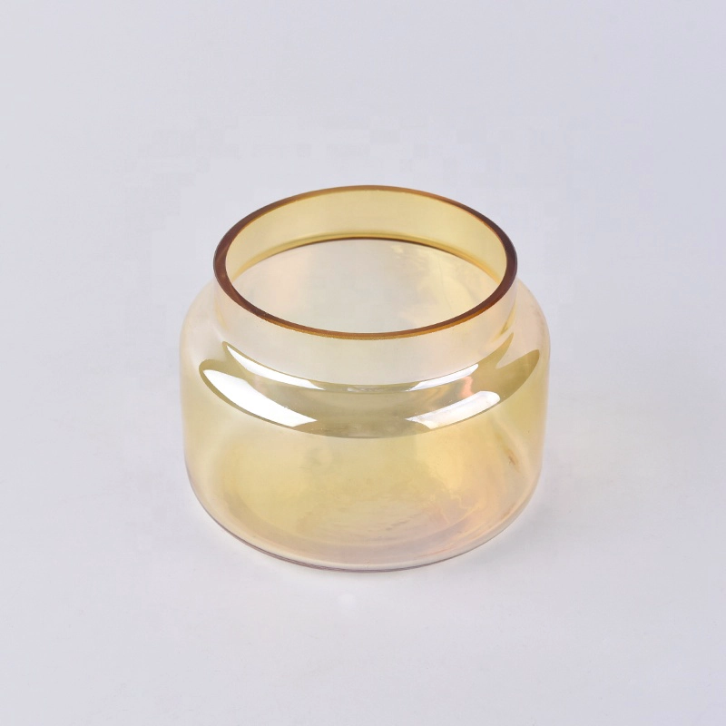 Golden  glass candle containers for home decoration