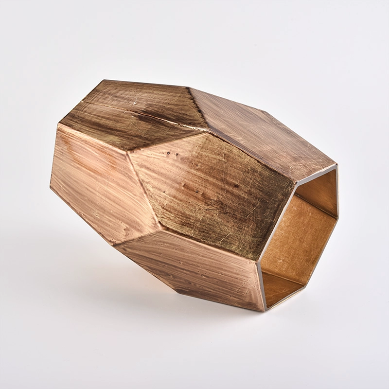 pentagon metallic glass holders for candles