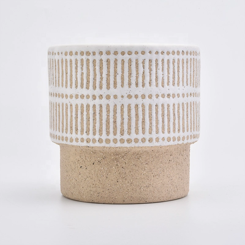 18oz Sand Effect Yellow Ceramic Candle Holders Candle Jars for Home Decor