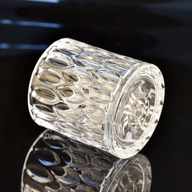 luxury embossed glass candle jar
