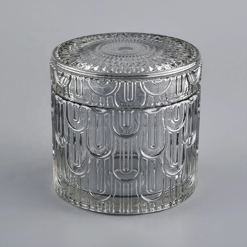 Sunny glassware luxury decorative glass candle vessel with lids 10oz 16oz