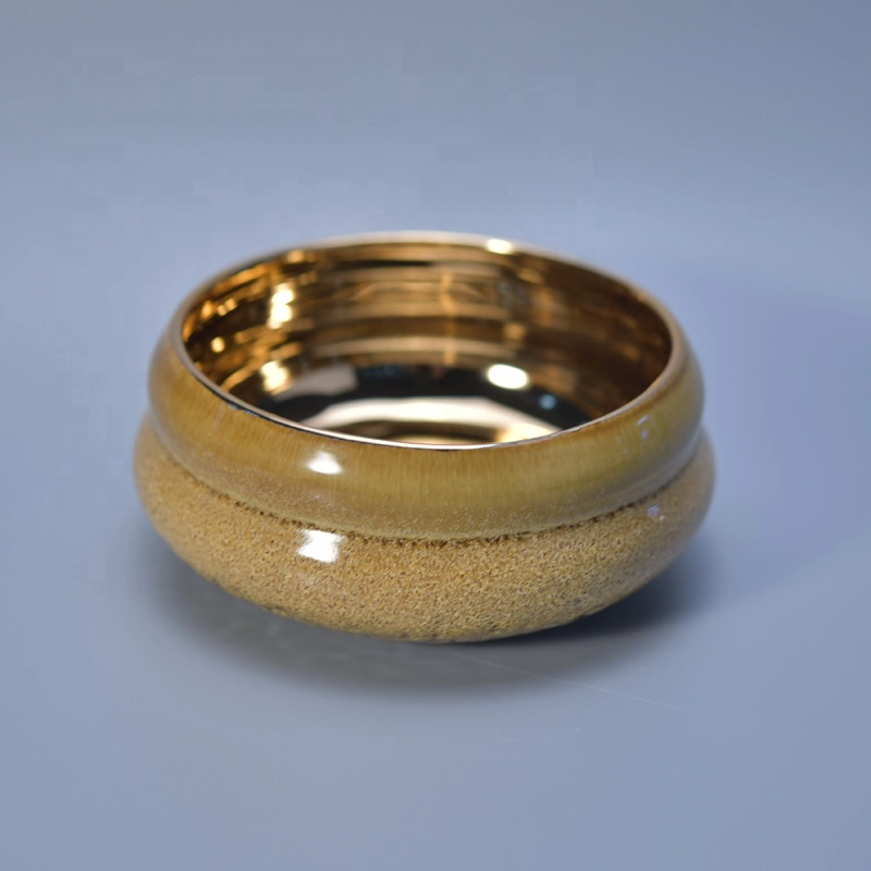 Wholesales luxury large electroplated gold ceramic candle container