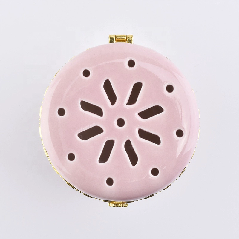 Pink ceramic candle holders for home decor with lid in bulk