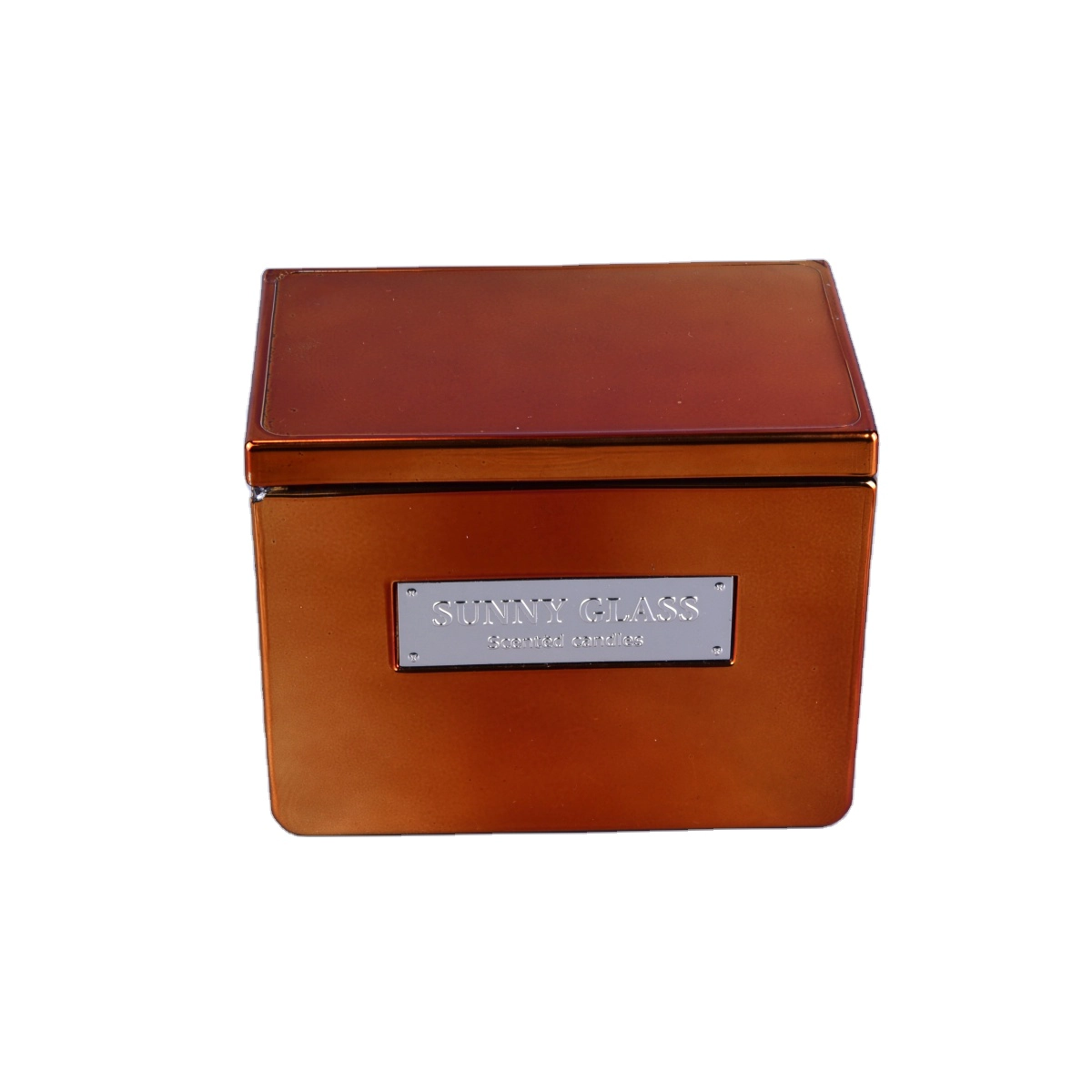 Wholesales luxury scented golden square glass candle vessel with lid 10oz 20oz
