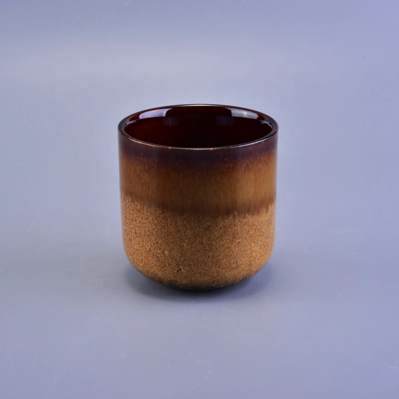 300ml Vintage amber ceramic jar candle wholesales