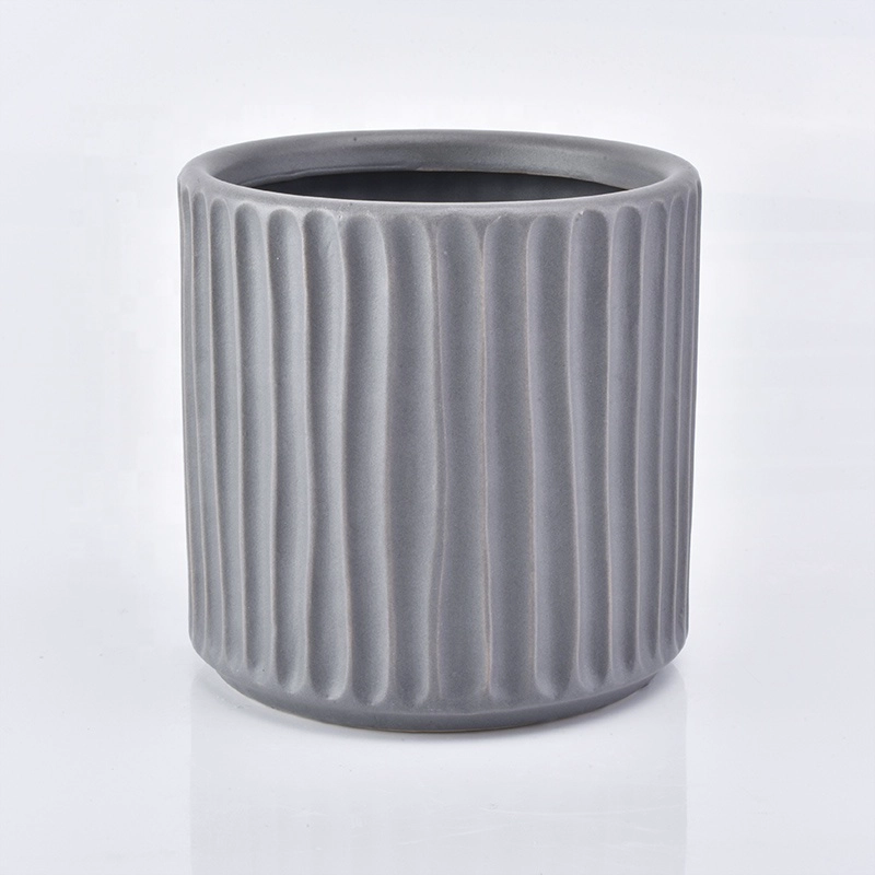 20oz grey frosted tall ceramic candle jars