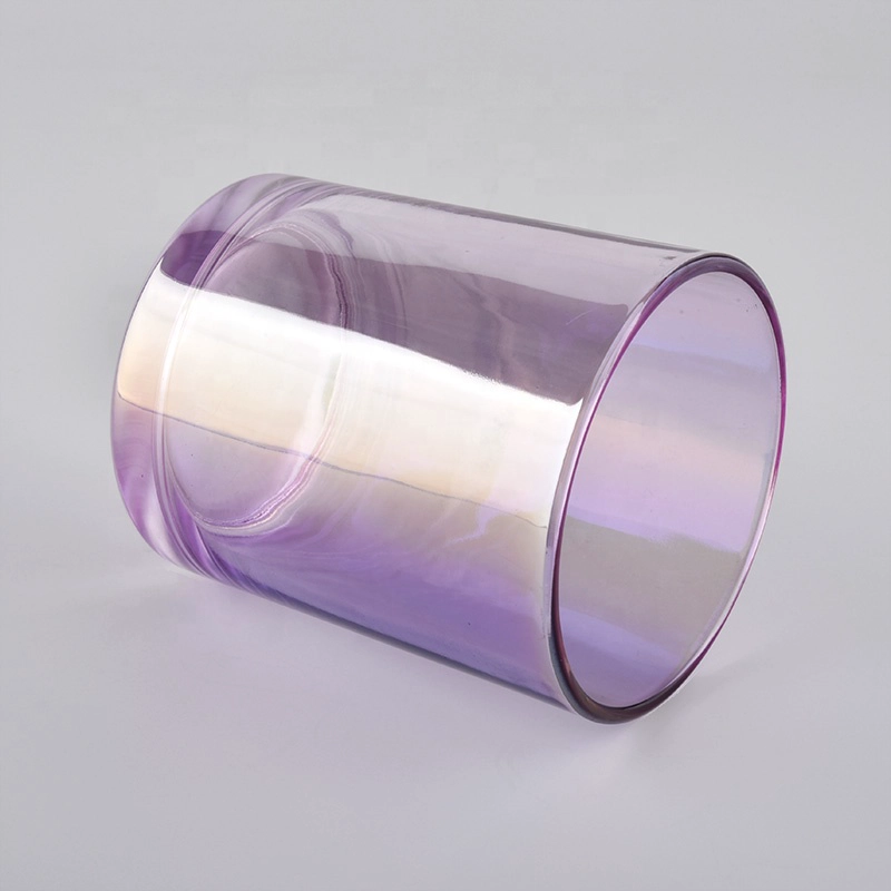 white iridescent glass jar candle vessel from Sunny Glassware