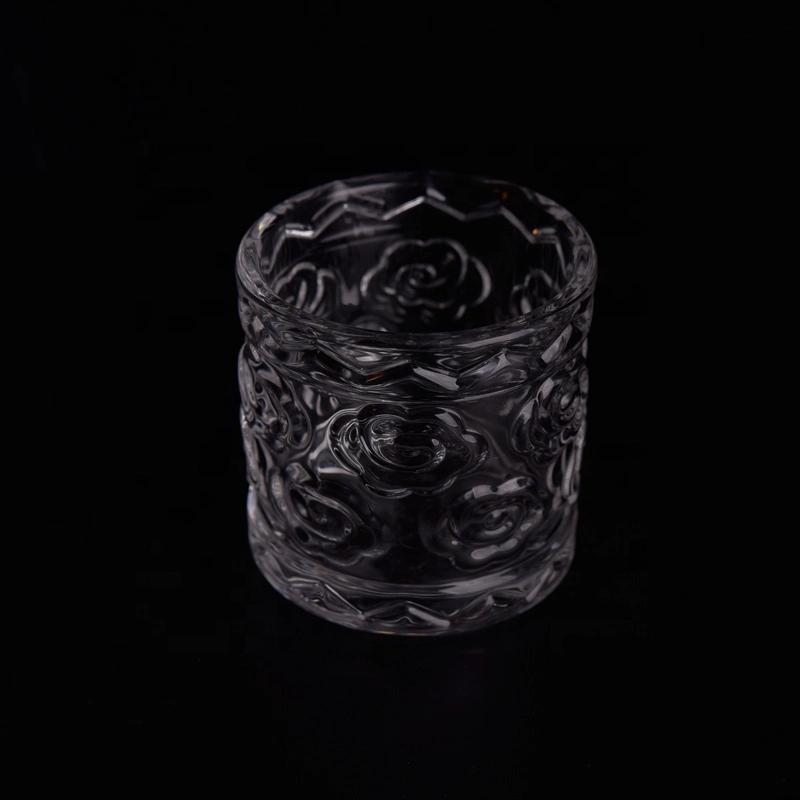 Luxury embossed crystal tealight glass candle container