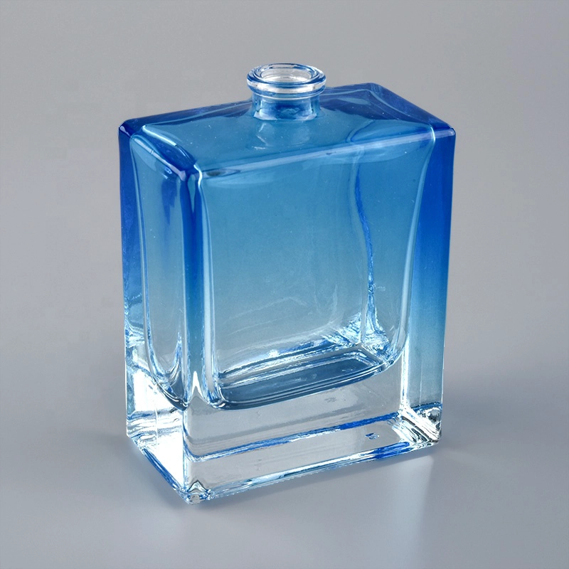 Blue color 55Ml Perfume Bottle Glass With Screw Version Spray Pump
