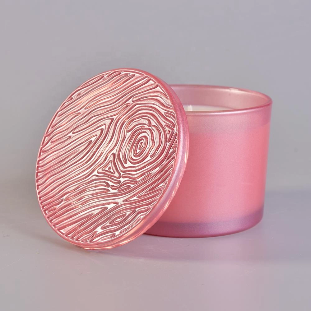 10oz Wholesales Custom matte pink glass candle holder with lids