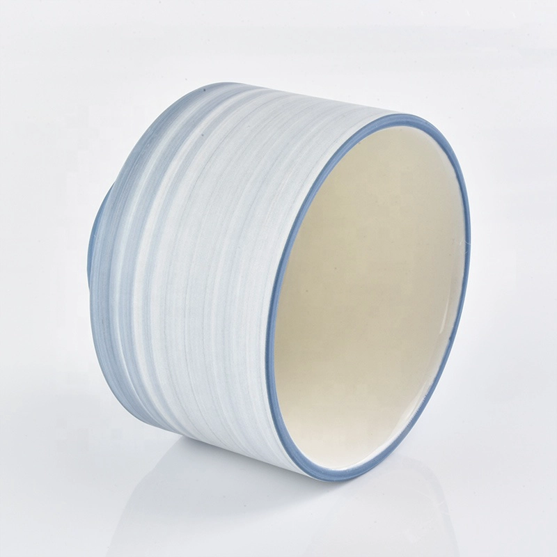 Sunny blue frosted recycled Ceramic Candle vessel 8oz 10oz