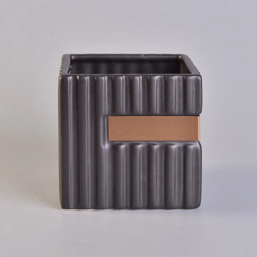 Sunny design square black luxury ceramic candle holders wholesale