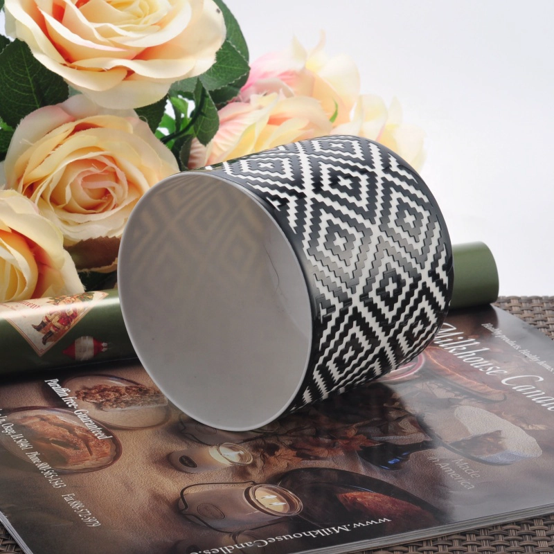 Luxury soy black ceramic candle jars in bulk