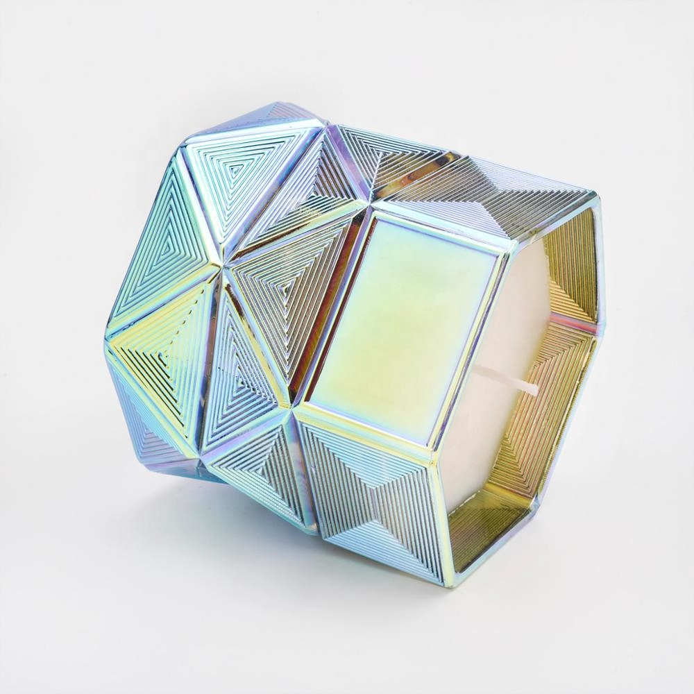 10oz Sunny Luxury Hexagon empty glass candle jar home decoration