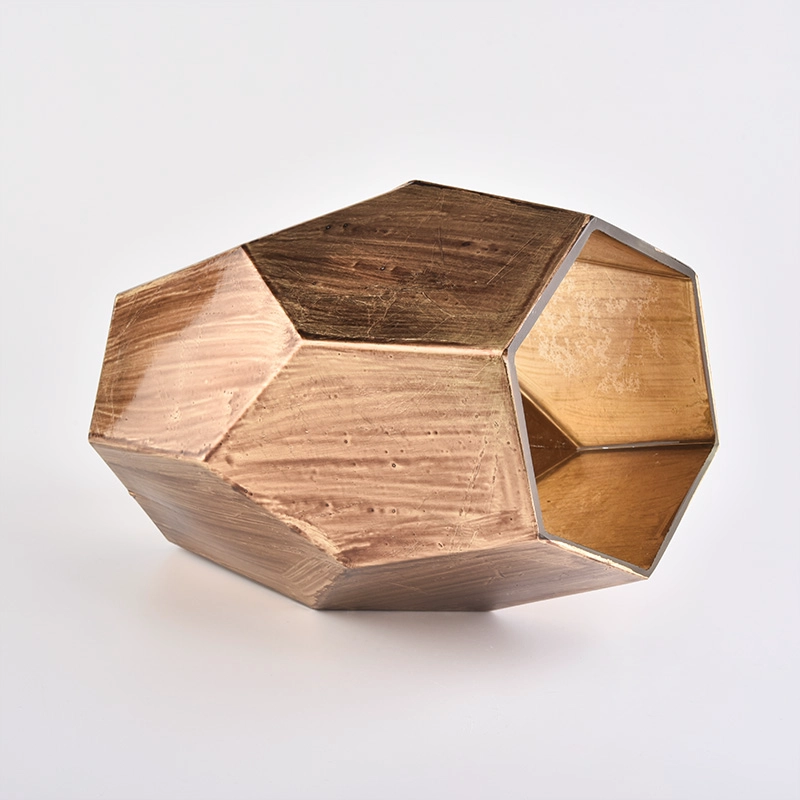 pentagon metallic glass holders for candles