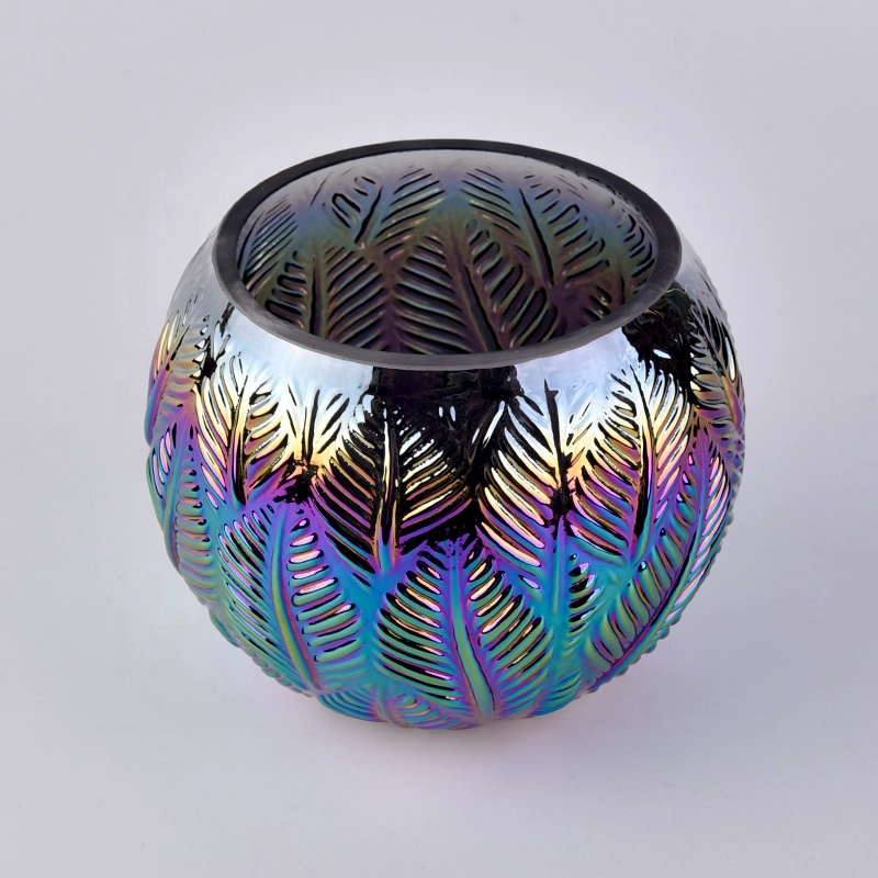 Sunny lotus electroplated glass candle container bulk