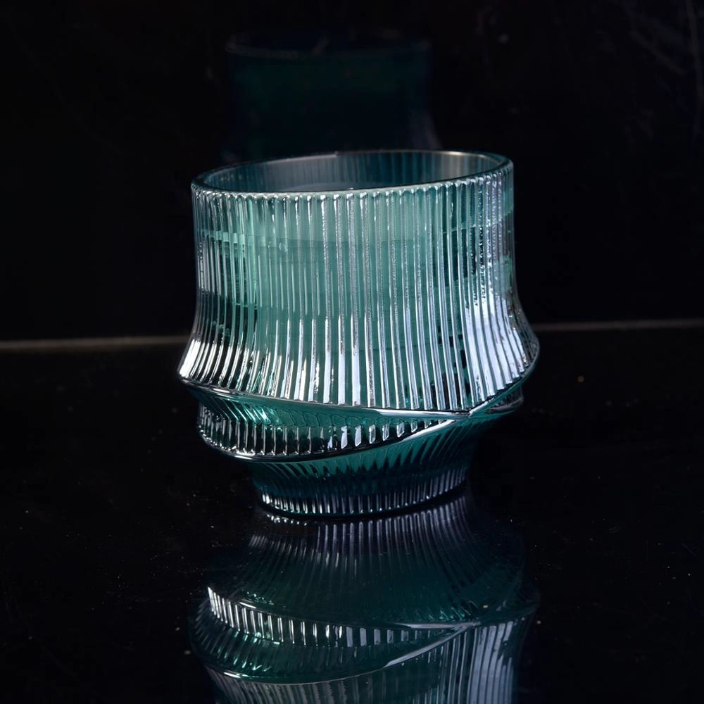 10oz Home decoration luxury heat resistant blue candle glass jar holder