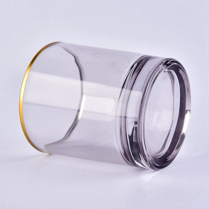 decorative gold rim glass candle jar