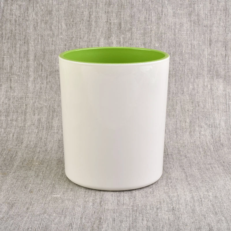 white color candle holder glass with logo printing